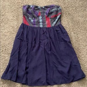 Purple strapless dress